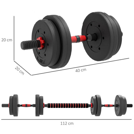 Nastavitelná sada činek 15 kg, přeměna na velkou činku, černá