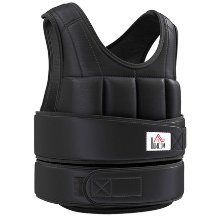 Adjustable 20 KG Weight Vest, Removable Weights, Black