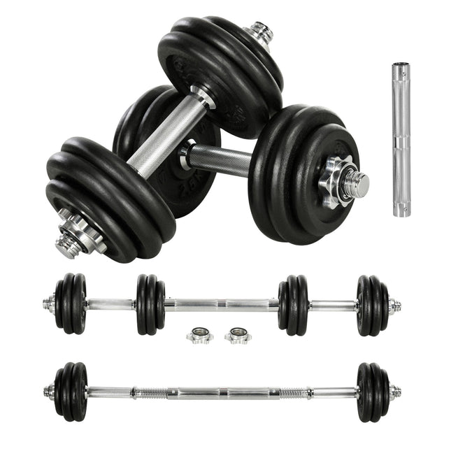 Adjustable 30 kg dumbbell set with 12 weight plates
