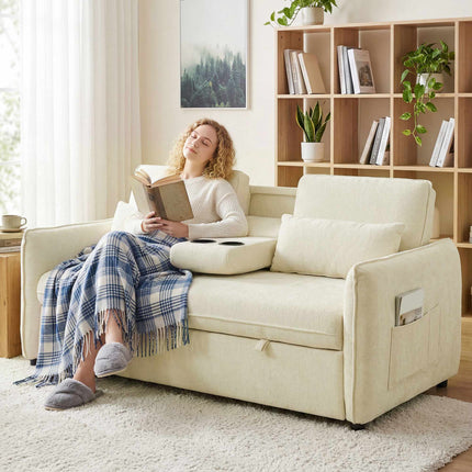 Adjustable 3-in-1 Sofa Bed with Cup Holders and Pockets