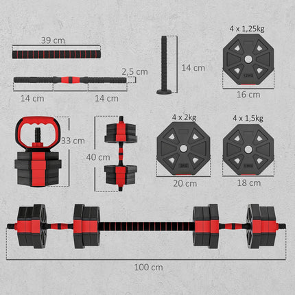 Nastavitelná sada činek 4 v 1 – 20KG pro domácí cvičení
