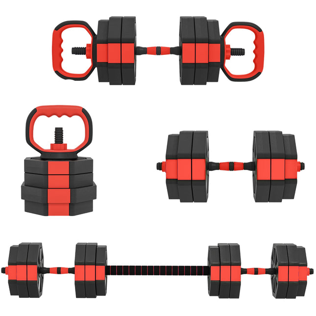 Adjustable 4-in-1 Dumbbell Set, 25kg for Home Workouts
