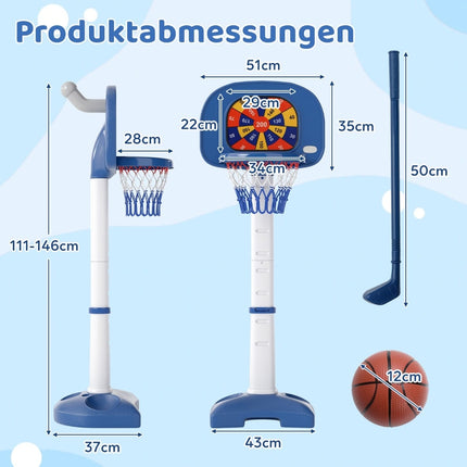 Nastavitelná dětská basketbalová sada 4 v 1 s příslušenstvím