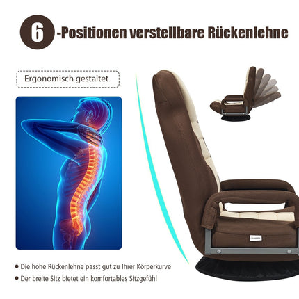 Nastavitelná podlahová židle v 6 polohách s otočnou základnou 61-87 x 55 x 75 cm Both + hnědá