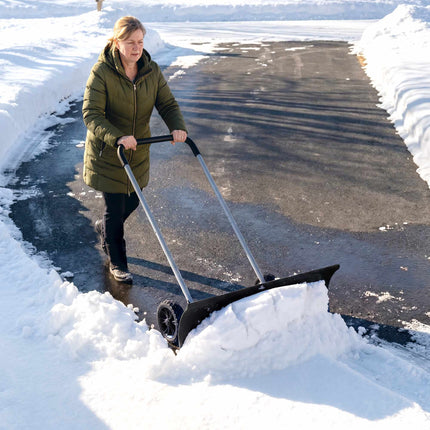 Adjustable 95 cm Wide Aluminum Snow Shovel with Wheels