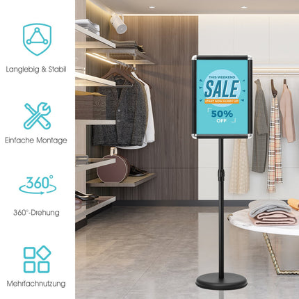 Sada nastavitelných stojanů na plakáty A3, otočné, černá