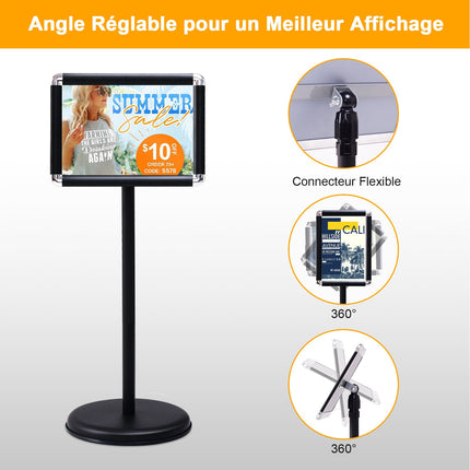 Adjustable A4 Menu Display Stands, Set of 2, Stainless Steel Base