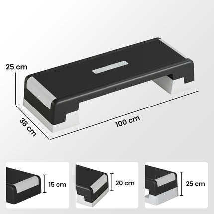 Nastavitelná aerobní step platforma, protiskluzová, 3 výšky 15-25 cm