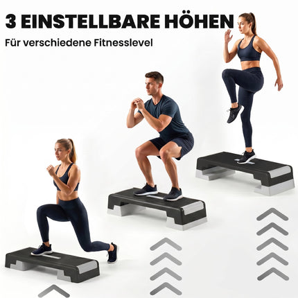 Nastavitelná aerobní step platforma, protiskluzová, 3 výšky 15-25 cm