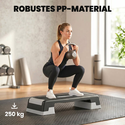Nastavitelná aerobní step platforma, protiskluzová, 3 výšky 15-25 cm