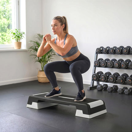Nastavitelná aerobní step platforma, protiskluzová, 3 výšky 15-25 cm