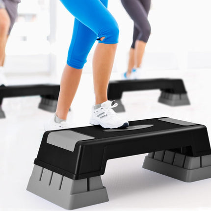 Nastavitelný aerobní stepper, 3 výšky, protiskluzový, šedá