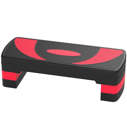 Adjustable Aerobic Stepper - 3 Heights for Fitness, Red