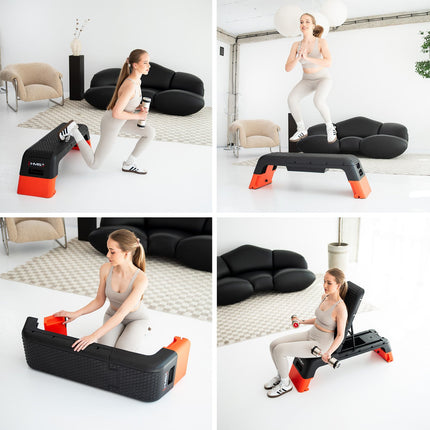 Nastavitelný aerobní step s funkcí lavice, pro komerční použití