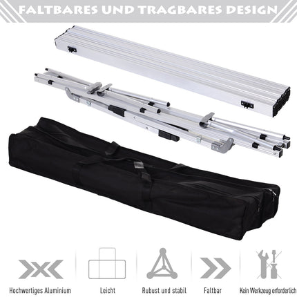 Verstellbarer Aluminium-Klapptisch mit Tragetasche, 120x69 cm