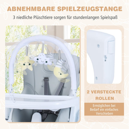 Nastavitelná dětská jídelní židlička, skládací s pultíkem, světle šedá