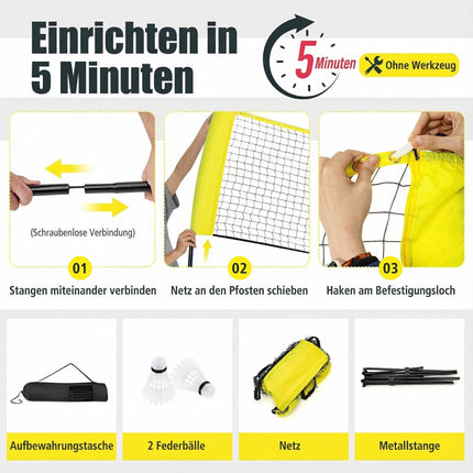 Sada nastavitelné badmintonové sítě se stojanem, košíčky, taškou