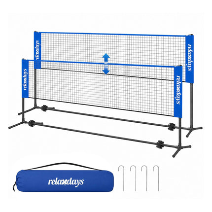 Nastavitelná badmintonová síť se stojanem, 400 cm, modrá
