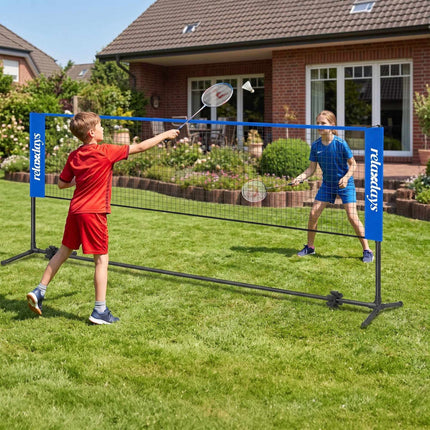 Nastavitelná badmintonová síť se stojanem, 400 cm, modrá