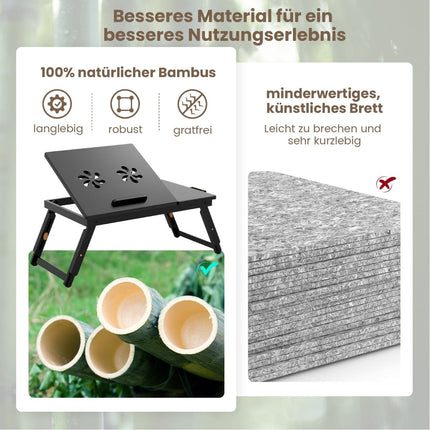 Nastavitelný bambusový stolek pod notebook se zásuvkou – hnědá