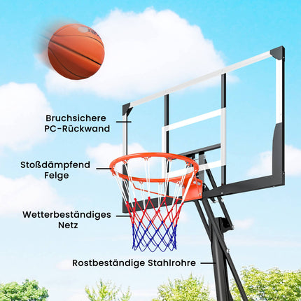 Nastavitelný basketbalový koš 2.45-3.05m s odrazovým trenažérem