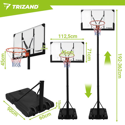 Nastavitelný basketbalový koš 305 cm s kolečky