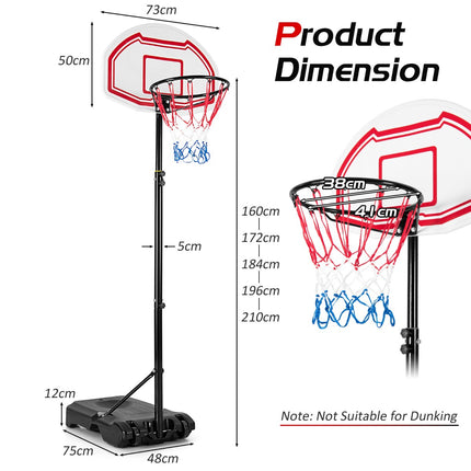 Adjustable Basketball Hoop, Portable Fillable Base, 2 Nets