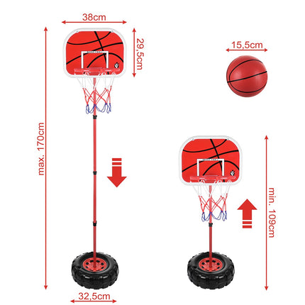 Nastavitelná basketbalová sada s deskou a míčem
