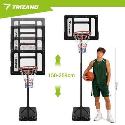 Nastavitelný basketbalový koš s deskou a míčem