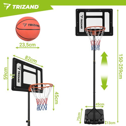 Nastavitelný basketbalový koš s deskou a míčem