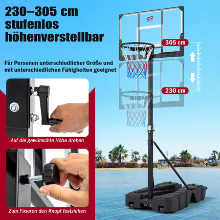 Nastavitelný basketbalový koš s kolečky a úložným prostorem