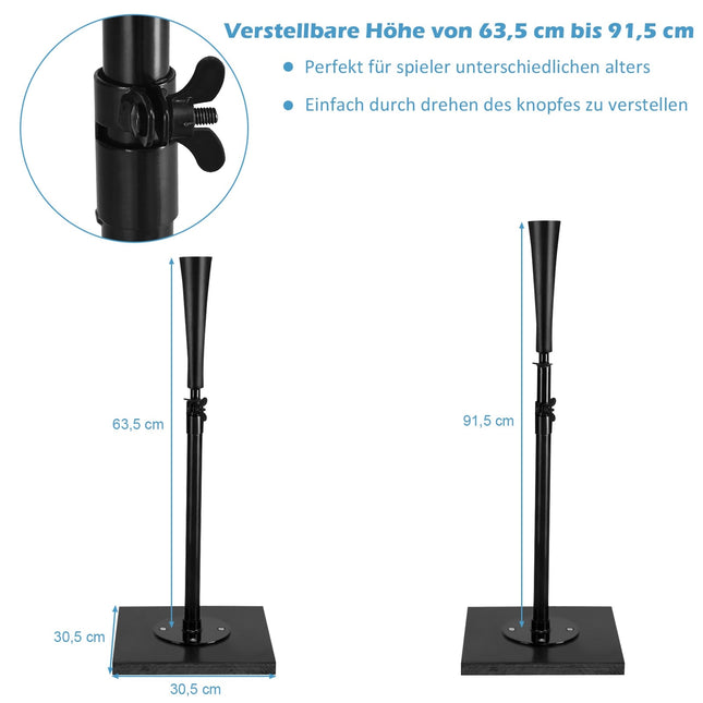 Nastavitelný odpalovací stojan, 63.5-91.5 cm, přenosný, černá