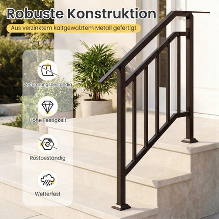 Adjustable Black Outdoor Handrails, 2 Pack, Galvanized Metal