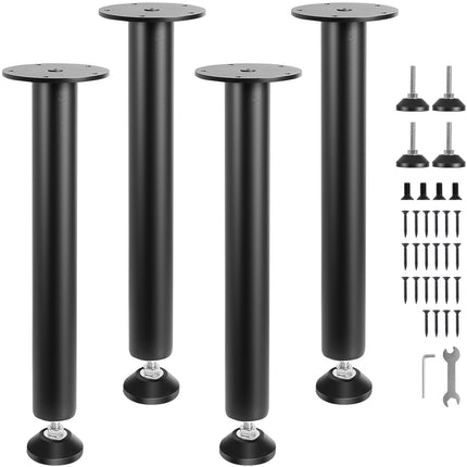 Adjustable Desk Legs Set of 4, Steel, 16-Inch, Black