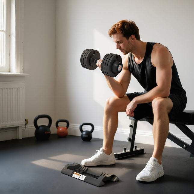 Nastavitelná sada činek – 7 až 24 kg, protiskluzový úchop