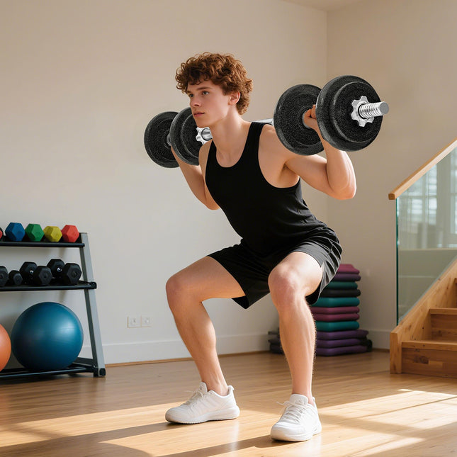 Nastavitelná sada jednoruček a velké činky, 20KG, protiskluzový úchop