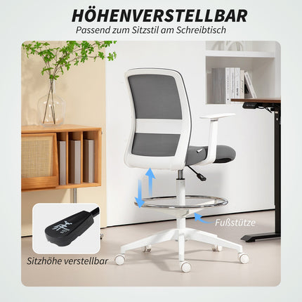 Nastavitelná ergonomická síťovaná kancelářská židle s podnožkou