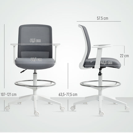 Nastavitelná ergonomická síťovaná kancelářská židle s podnožkou