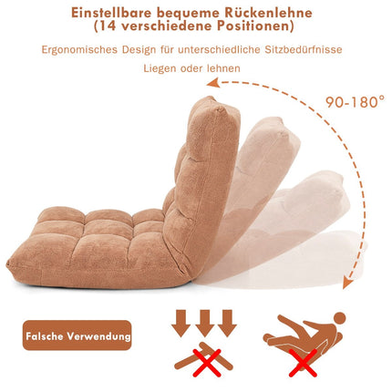 Nastavitelné sedací lehátko z korálového sametu, 105x56x15 cm, béžová