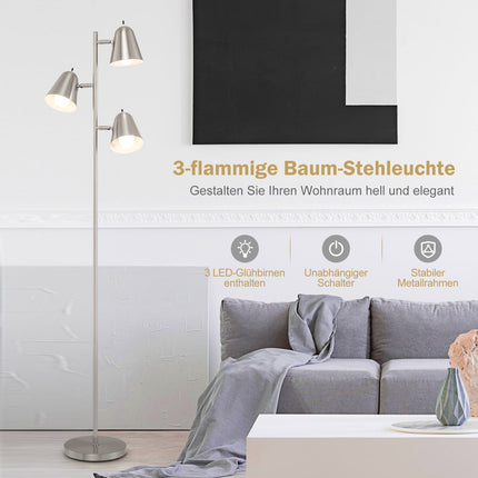 Nastavitelná stojací lampa se 3 LED žárovkami, otočná stínidla 360