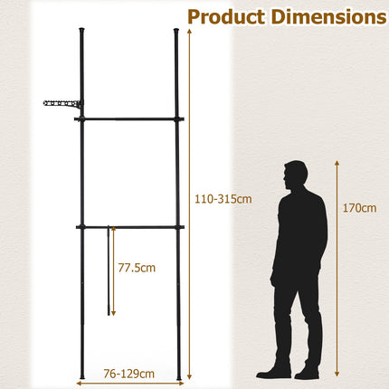 Adjustable Floor-to-Ceiling Clothes Rack, Black, 43.3"-124"