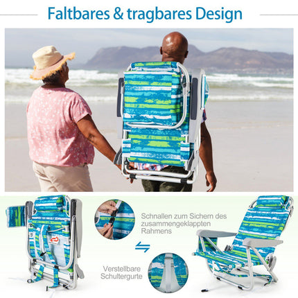 Folding Camping Chair with Adjustable Backrest for Beach and Outdoor Use