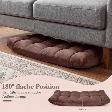 Adjustable Folding Floor Chair, Brown Coral Fleece