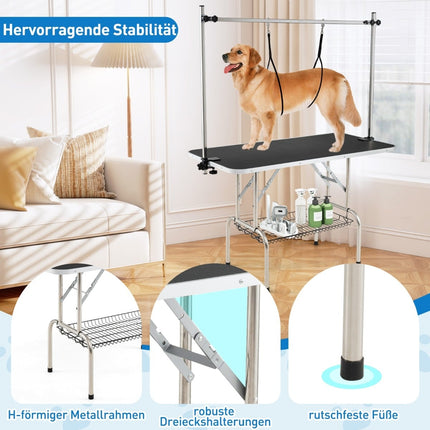 Adjustable Folding Pet Grooming Table with Non-Slip Surface