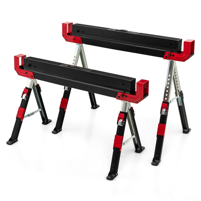 Nastavitelné skládací pracovní kozy, ocel, 2 ks, 61.5–82.7 cm