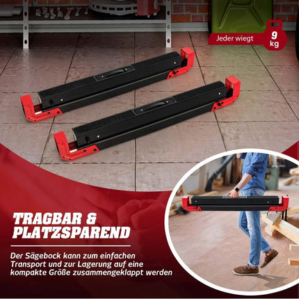Nastavitelné skládací pracovní kozy, ocel, 2 ks, 61.5–82.7 cm