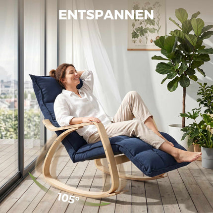 Adjustable Footrest Rocking Chair, Blue Birch Veneer