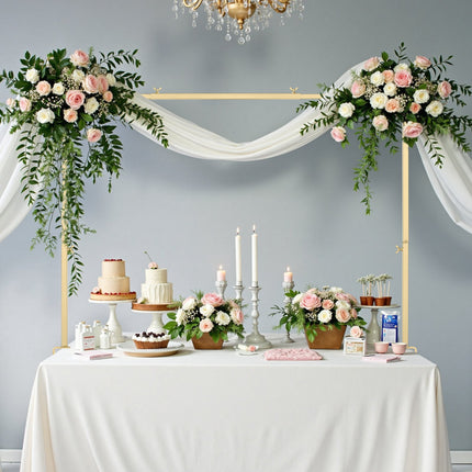 Adjustable Gold Table Balloon Arch Stand, 2-Pack, Clamps