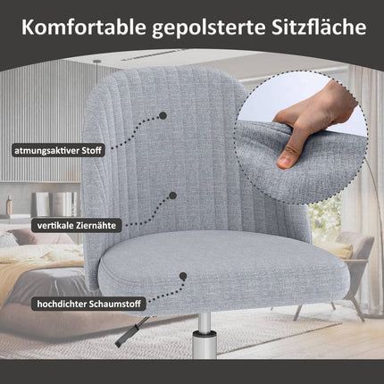 Nastavitelná šedá otočná kancelářská židle bez područek – úsporný design