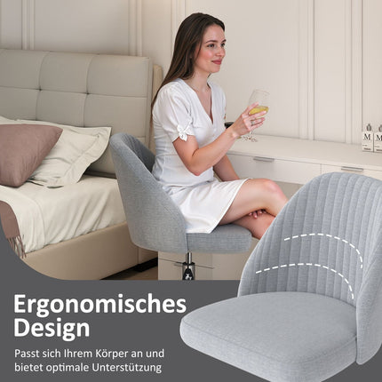Nastavitelná šedá otočná kancelářská židle bez područek – úsporný design